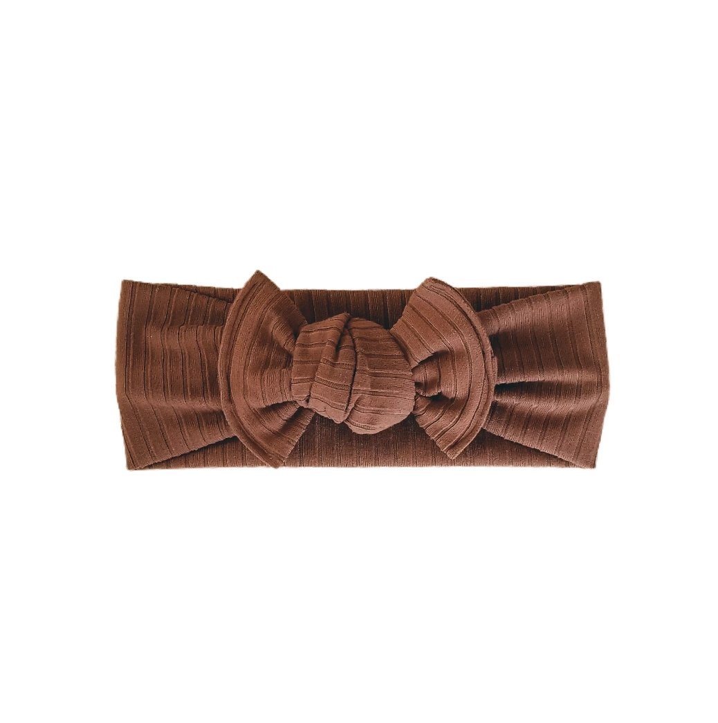 Caffe Mocha Brushed Ribbed // Tie-on Headwrap Tie-on Headwraps Elisa's Little Blossoms - Headwraps 