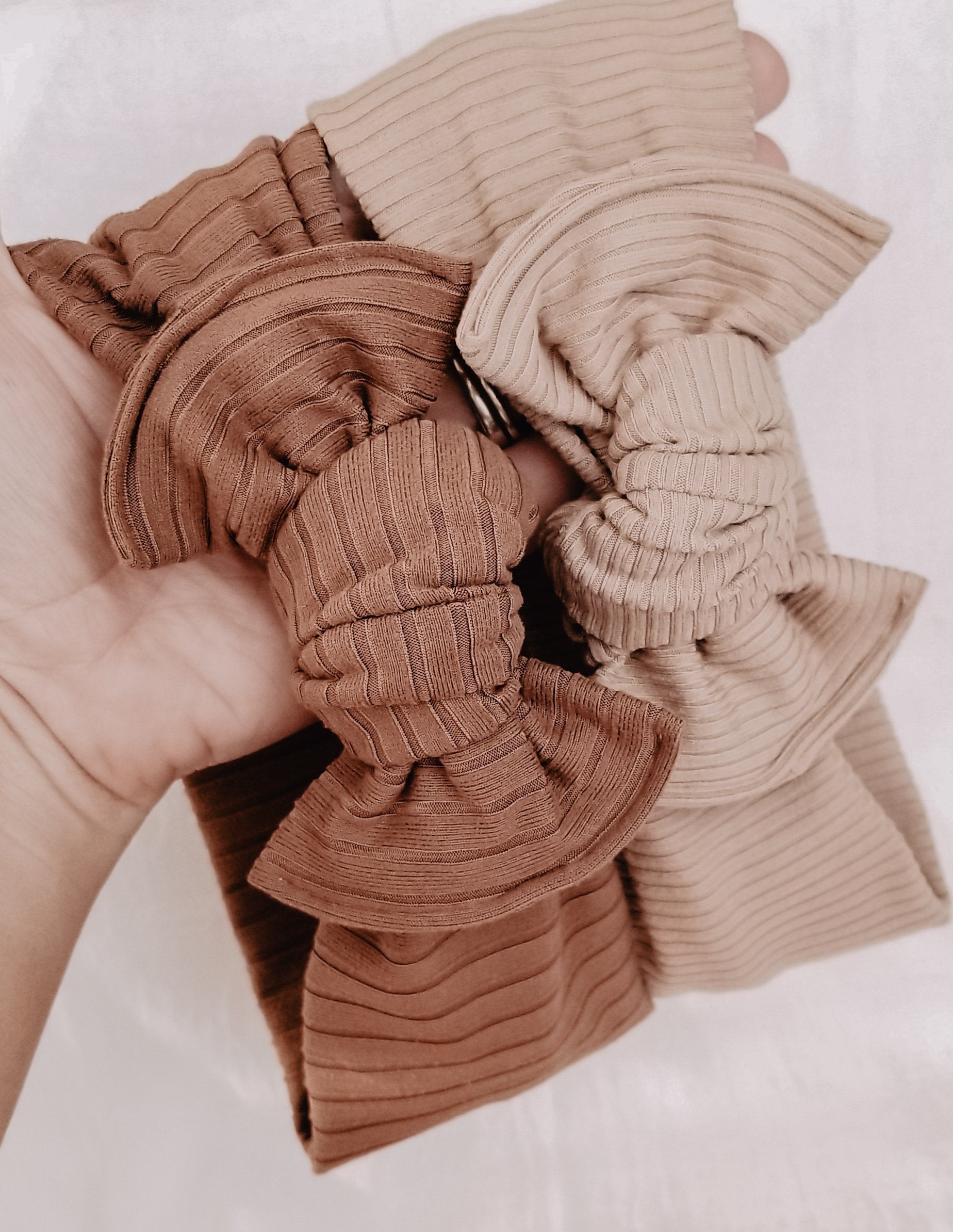 Caffe Mocha Brushed Ribbed // Tie-on Headwrap Tie-on Headwraps Elisa's Little Blossoms - Headwraps 