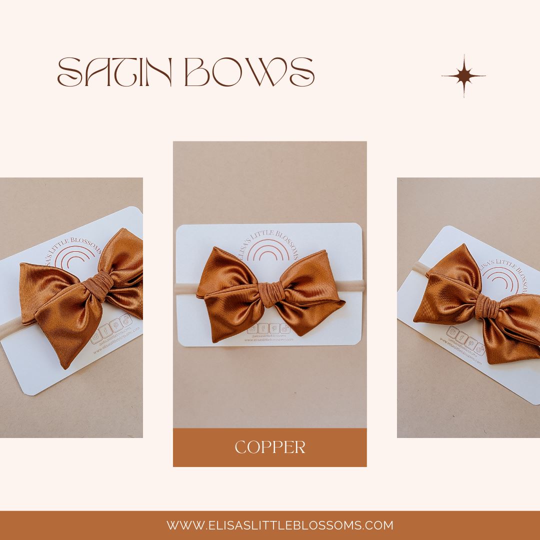 Handtied Satin Bow // COPPER Handtied Bows Elisa's Little Blossoms 