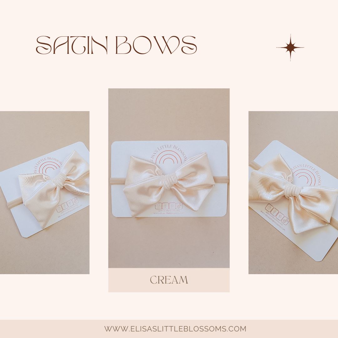 Handtied Satin Bow // CREAM Handtied Bows Elisa's Little Blossoms 