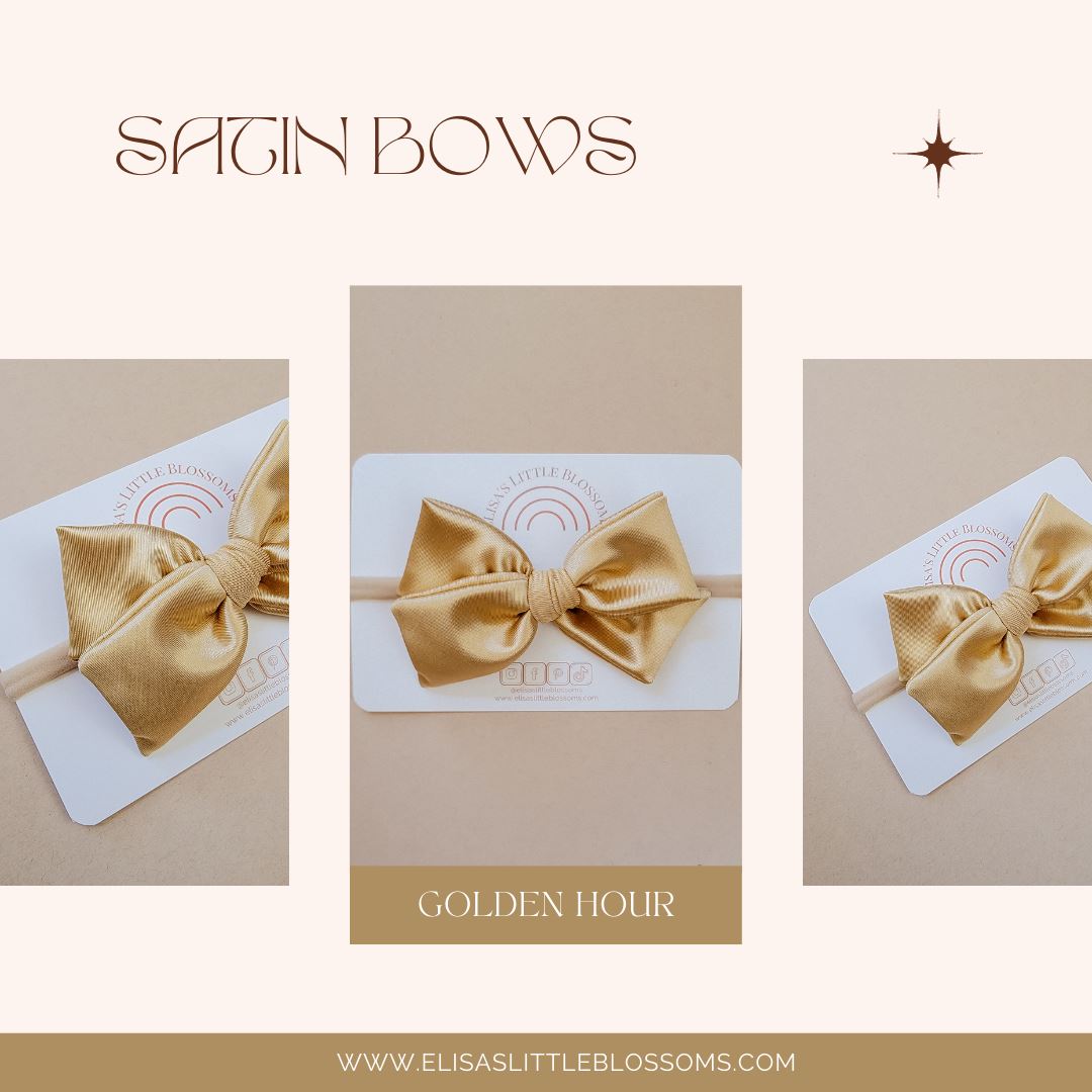 Handtied Satin Bow // GOLDEN HOUR Handtied Bows Elisa's Little Blossoms