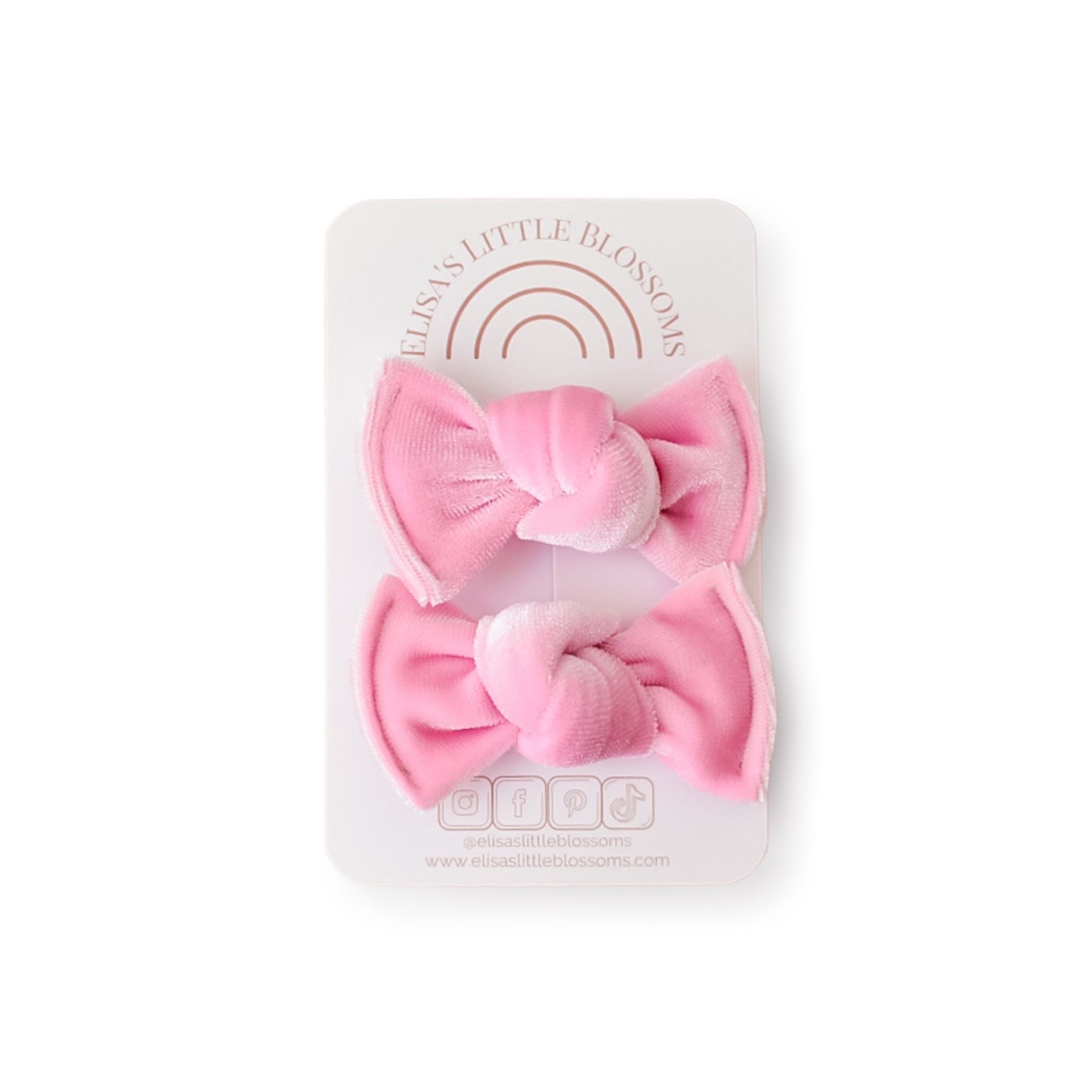 Elisa's Little Blossoms - Velvet Pigtail Set - Baby Pink Color