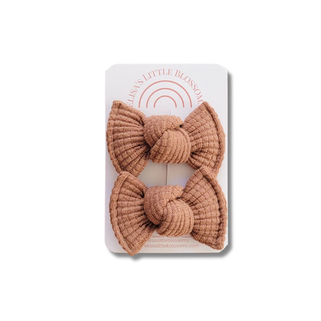 Knot Pigtail Set // Maple Organic Waffle Pigtail Sets Elisa's Little Blossoms - Pigtail Sets Petite Piggie Set (2.5")