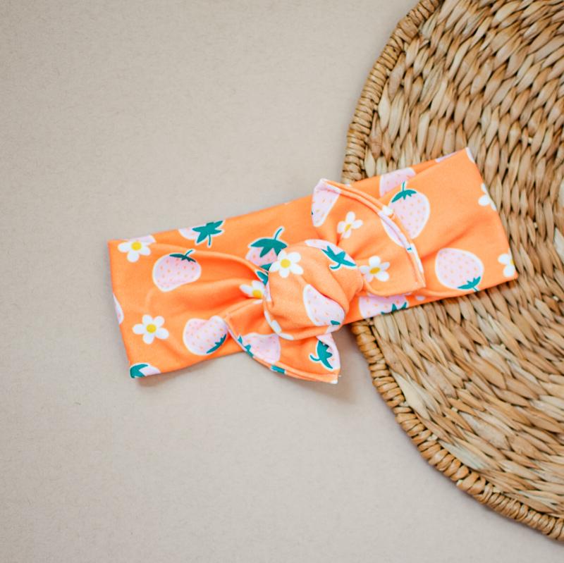 Sweet Strawberries // Tie-on Headwrap Tie-on Headwraps RTS Elisa's Little Blossoms - Headwraps