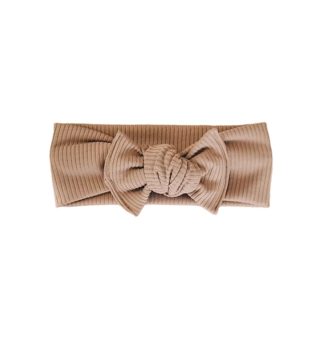 Caffe Latte Brushed Ribbed // Tie-on Headwrap Tie-on Headwraps Elisa's Little Blossoms - Headwraps 
