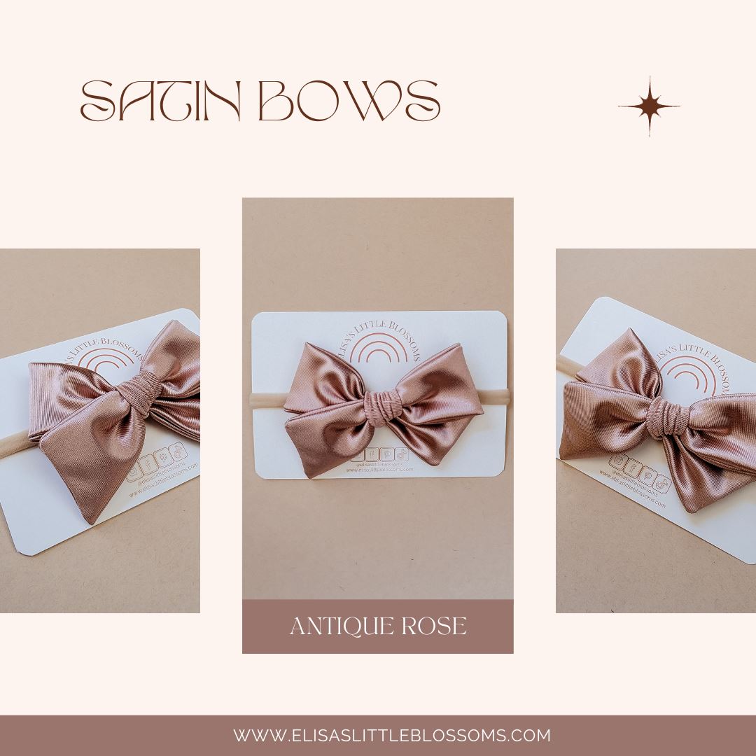 Handtied Satin Bow // ANTIQUE ROSE Handtied Bows Elisa's Little Blossoms 