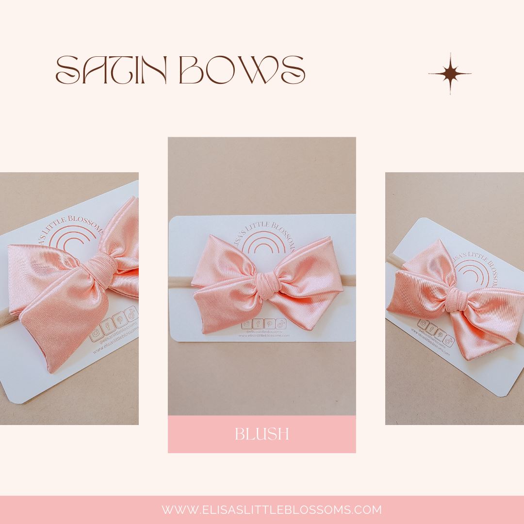 Handtied Satin Bow // BLUSH Handtied Bows Elisa's Little Blossoms 