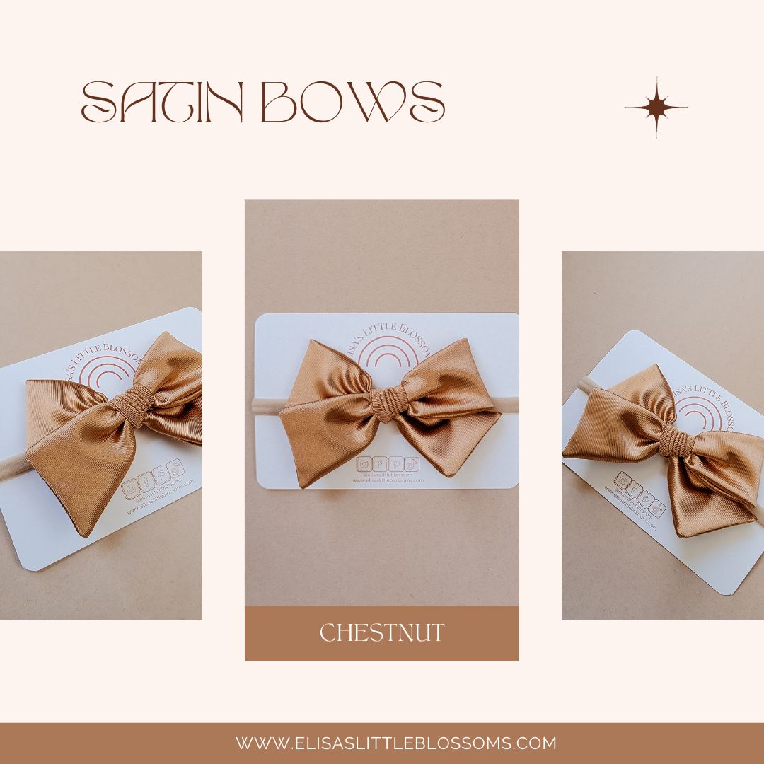 Handtied Satin Bow // CHESTNUT Handtied Bows Elisa's Little Blossoms 