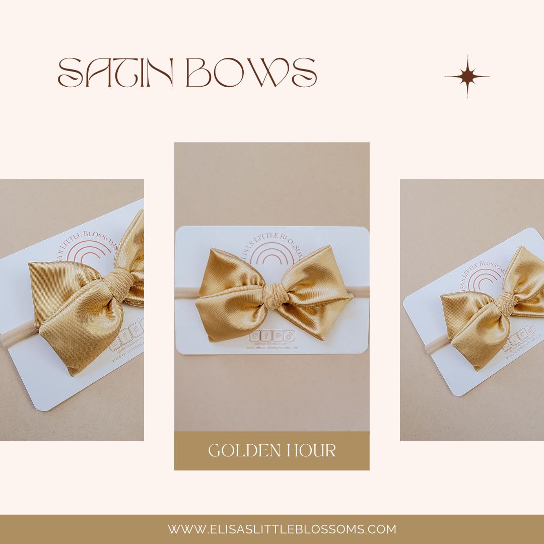 Handtied Satin Bow // GOLDEN HOUR Handtied Bows Elisa's Little Blossoms 
