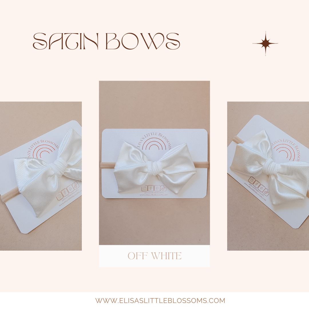 Handtied Satin Bow // OFF WHITE Handtied Bows Elisa's Little Blossoms 