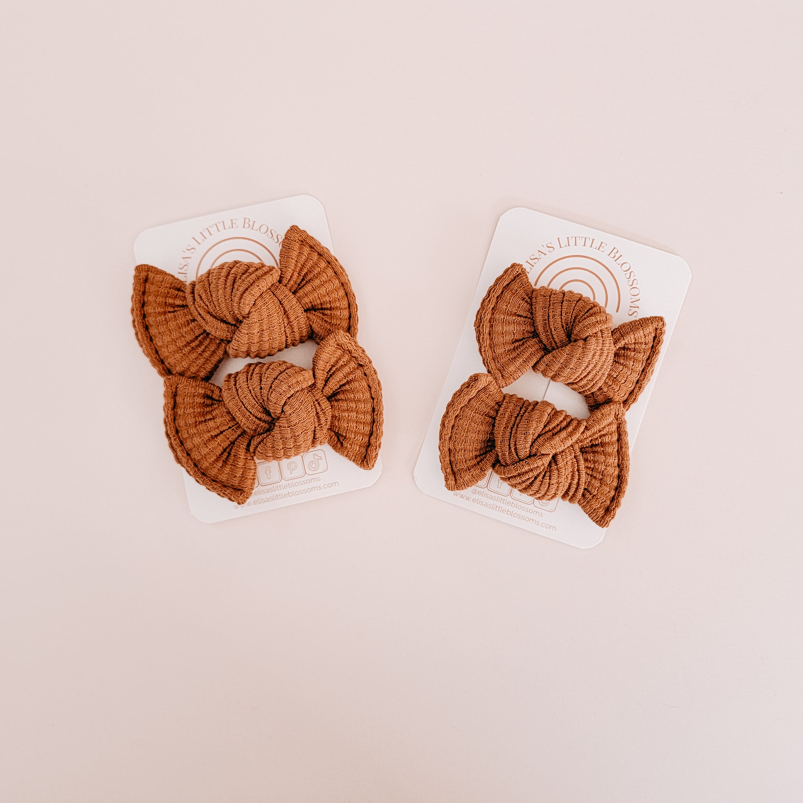 Knot Pigtail Set // Cinnamon Organic Waffle Pigtail Sets Elisa's Little Blossoms - Pigtail Sets 
