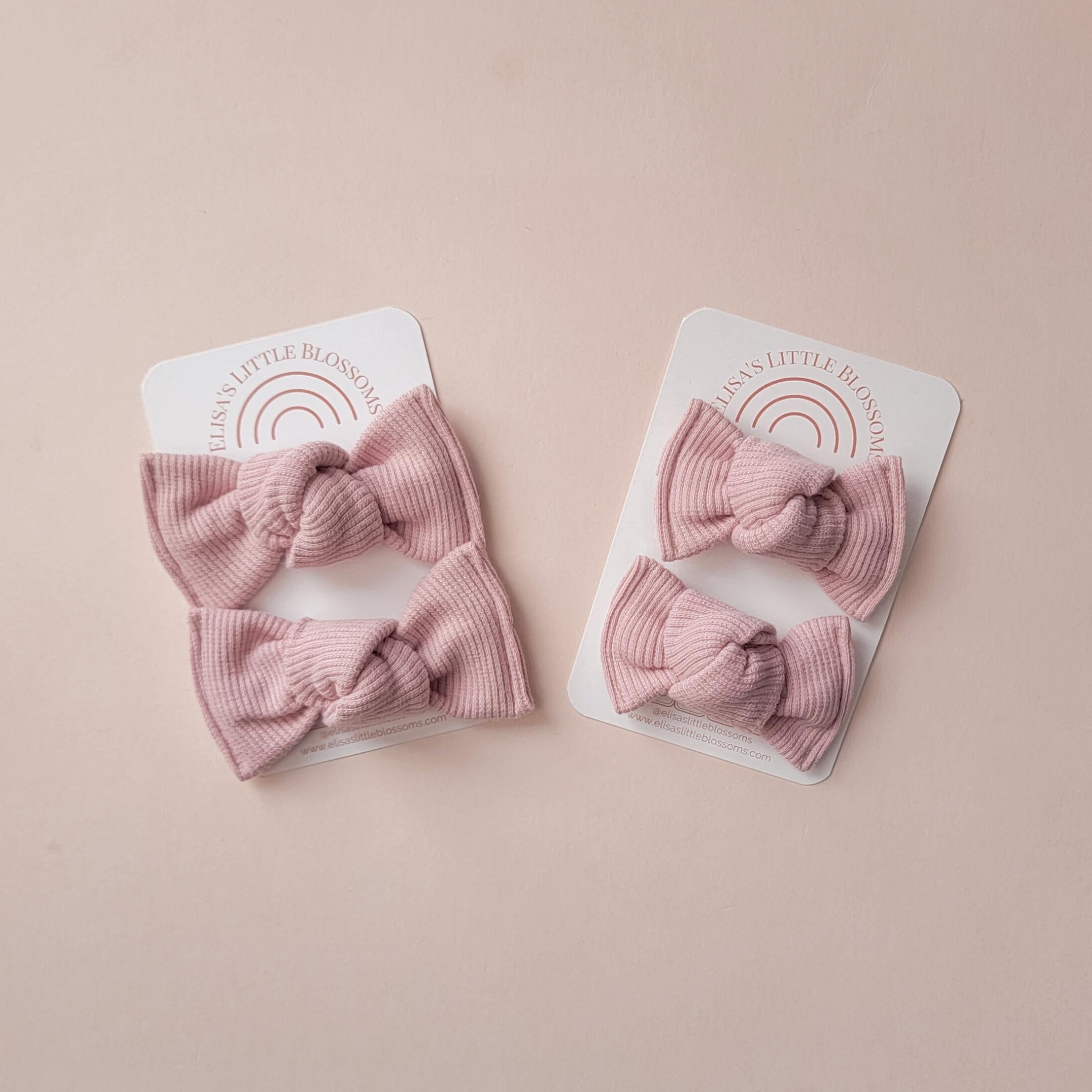 Knot Pigtail Set // Dusty Pink Ribbed Pigtails Pigtail Sets Elisa's Little Blossoms - Pigtail Sets 