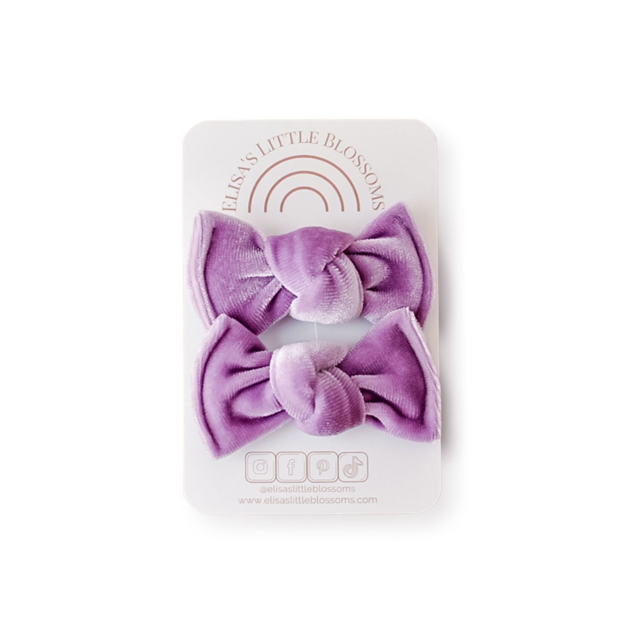 Elisa's Little Blossoms - Velvet Pigtail Set - Lavender Color