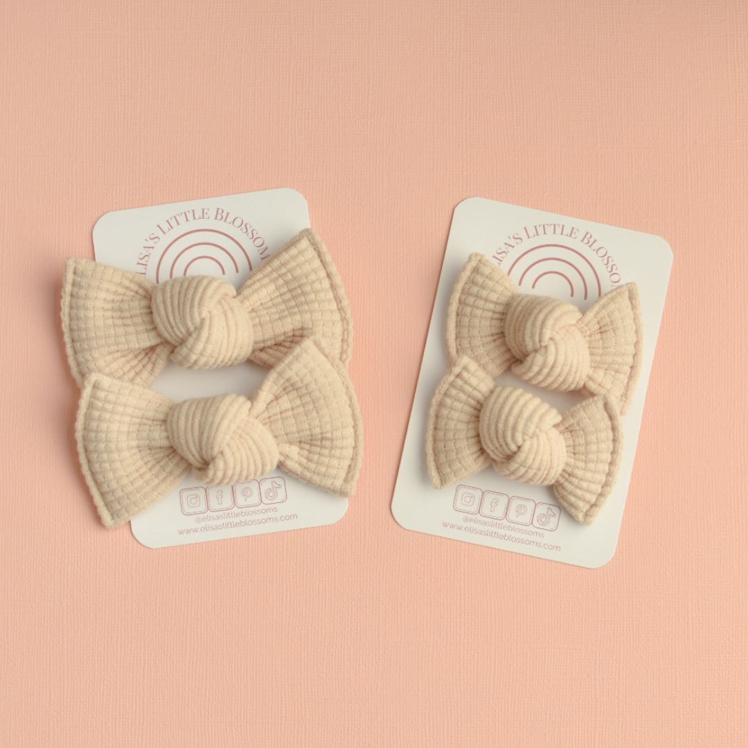 Knot Pigtail Set // New Oatmeal Organic Waffle Pigtail Sets Elisa's Little Blossoms - Pigtail Sets 