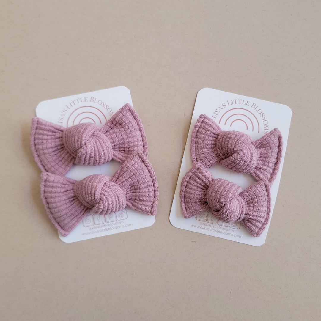 Knot Pigtail Set // Peony Organic Waffle Pigtail Sets Elisa's Little Blossoms - Pigtail Sets 