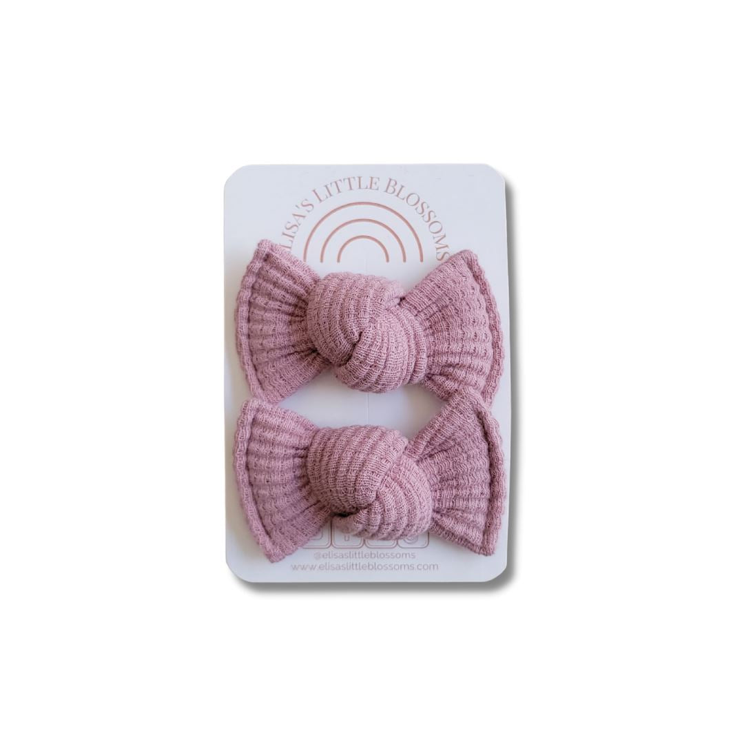 Knot Pigtail Set // Peony Organic Waffle Pigtail Sets Elisa's Little Blossoms - Pigtail Sets Petite Piggie Set (2.5") 