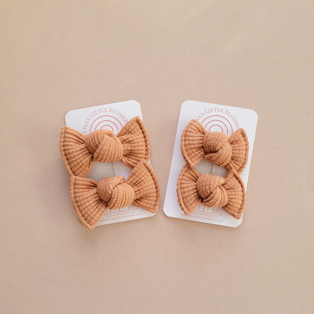 Knot Pigtail Set // Toast Organic Waffle Pigtail Sets Elisa's Little Blossoms - Pigtail Sets 