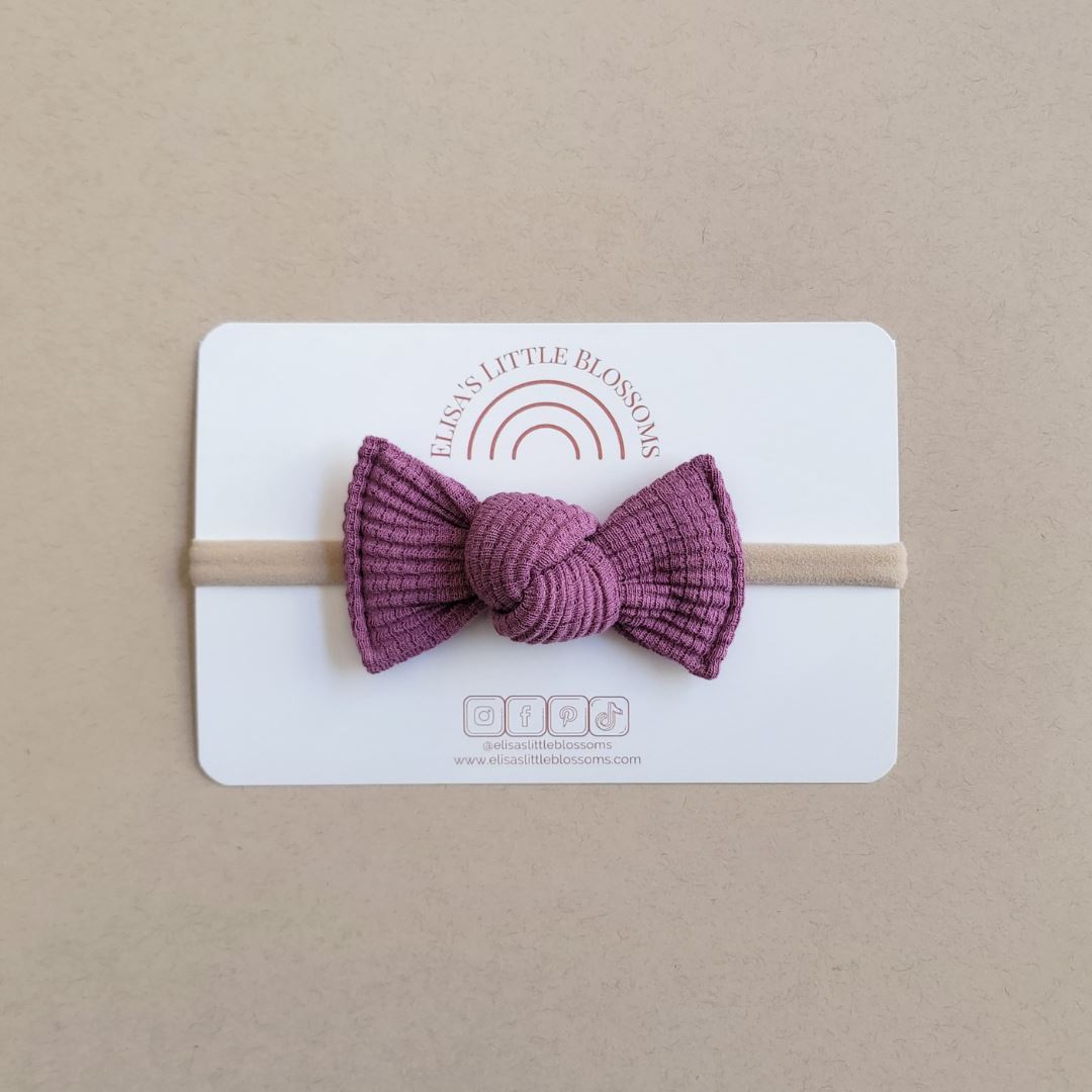 Knot Single Bow // Grape Nectar Organic Waffle Knot Bows Elisa's Little Blossoms Classic (2.5") 