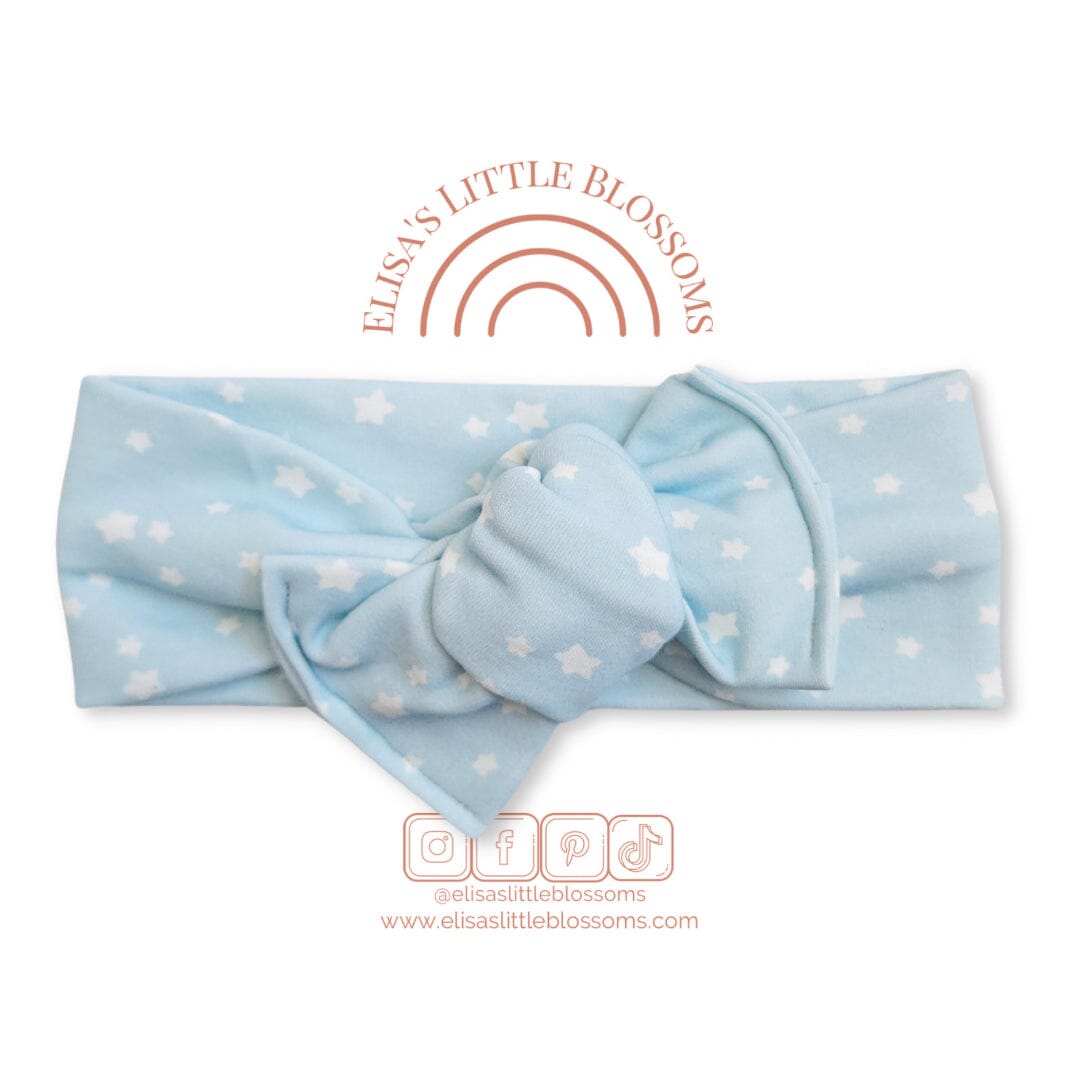 Oh My Stars in Baby Blue // Tie-on Headwrap Tie-on Headwraps RTS Elisa's Little Blossoms - Headwraps 