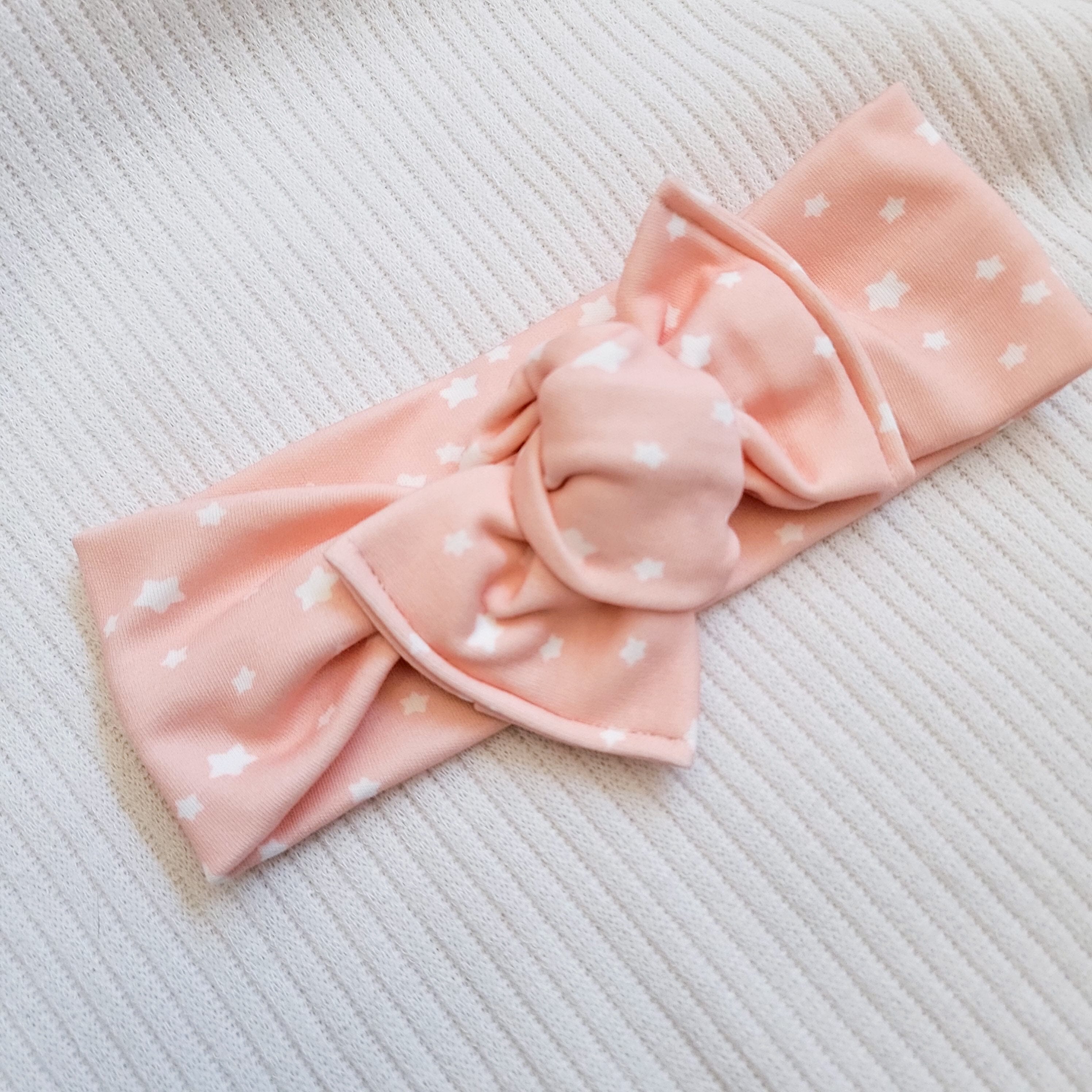 Oh My Stars in Peach // Tie-on Headwrap Tie-on Headwraps RTS Elisa's Little Blossoms - Headwraps 